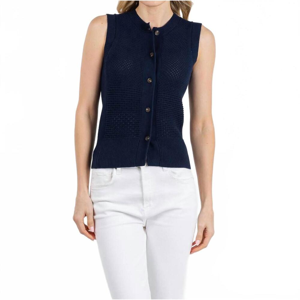 NEW WISPR mix pointelle tank top in navy